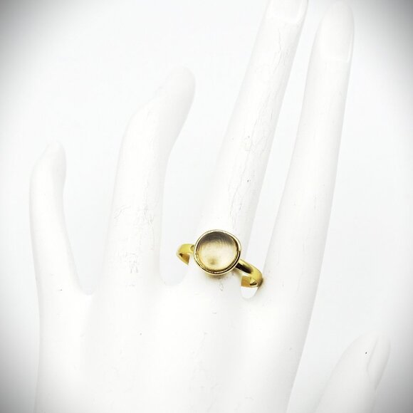 ALEXIS BITTAR Gold Plated Light Brown Lucite Sphere Ring Size 7 - Picture 3 of 5